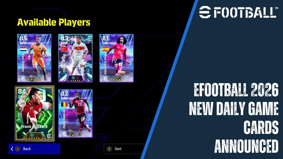 eFootball 2026 new daily game cards details and stats